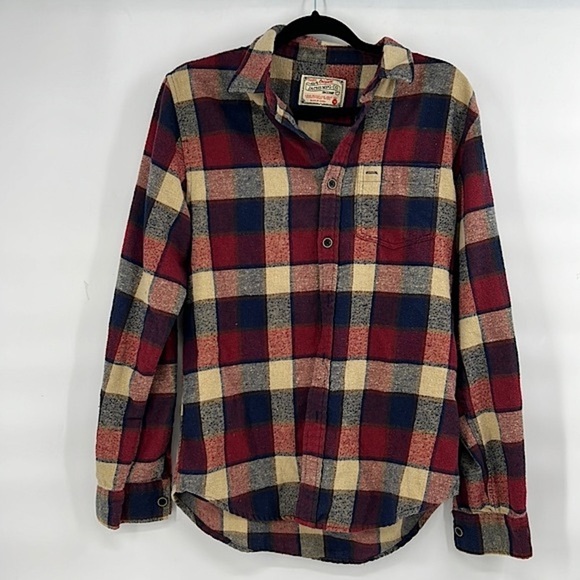 Jachs MFG plaid red cream mens button up shirt size medium - Picture 1 of 5